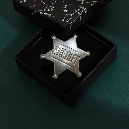 Sheriff Metal Police Badges Pins - Western Deputy Star for Cowboy Party Decoration, Dress-Up Custom Badge, Themed Birthday Pin Decorations