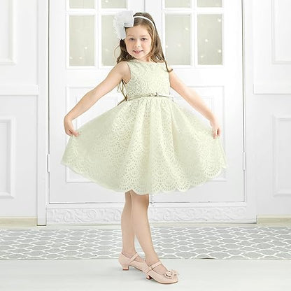 PANDANINJIA Girls Toddler/Little Kid Jada Dress Mary Jane Pumps Bow Low Heels Party Wedding Princess Shoes