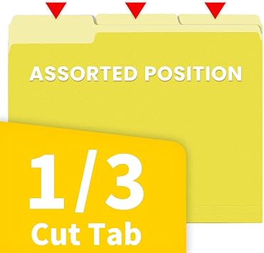 SUNEE File Folders, 30 Pack Manilla Folders 8.5 x 11, Colored File Folders Home Office School Supplies for Documents Files Paper,Yellow