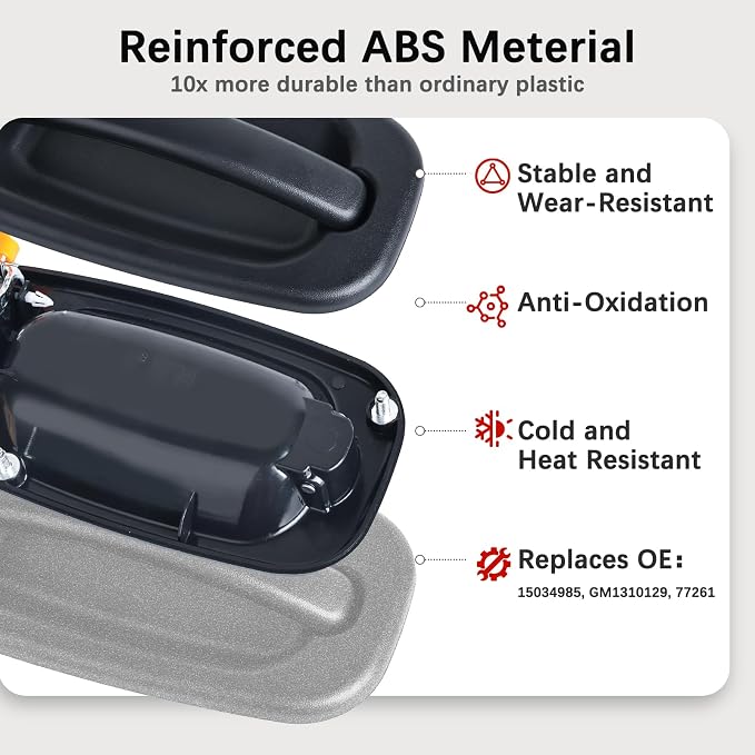 FAERSI Exterior Outside Door Handle Front Left Driver Side for 1999-2007 Chevy Silverado, Tahoe, Suburban, Avalanche, GMC Sierra, Yukon Denali, Cadillac Escalade 77261 15034985