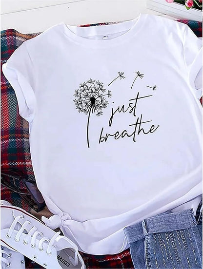 Women's Short Sleeve T-Shirts Loose Casual Printed Top Summer Basic Beach Vacation Tee Trendy Fashion Comfort Fit