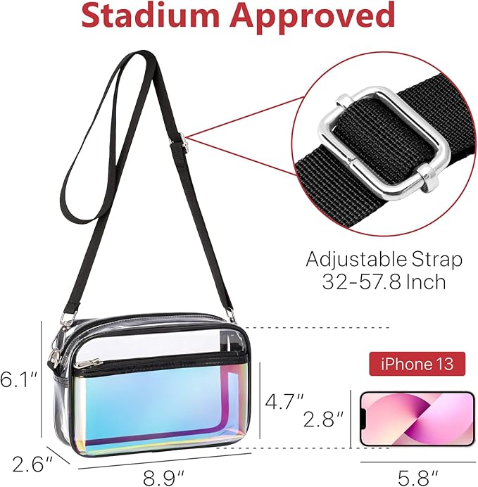 PACKISM Clear Purses for Women Stadium Clear Bag Stadium Approved Crossbody Concerts Bag for Game Day, Events, Sports