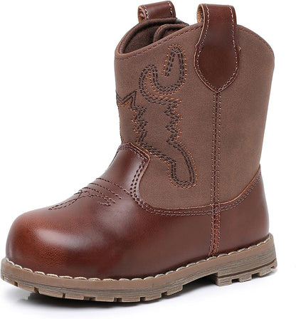 Apakowa Baby & Toddler Cowboy Boots for Boys Girls Infant Baby Cowboy Cowgirl Western Boots Round Toe All Seasons 6-36 Months (Infant/Toddler)