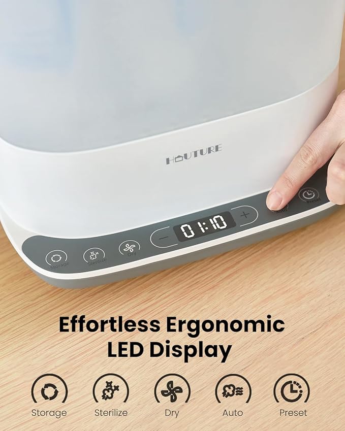 Baby Bottle Sterilizer | Esterilizador de Biberones, 6-in-1 HAUTURE Bottle Sterilizer and Dryer, Electric Steam Bottle Sanitizer for Baby Stuffs, Baby Bottles & Breast Pump Accessories