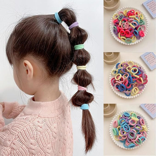 Ponytail Holder Cotton Mini Hair Elastic Rubber Bands  Tight, Non-slippery, Stretchable  Cotton Elastic Hair Rubber Bands for Kids, Girls  Women's (Pack of 50)