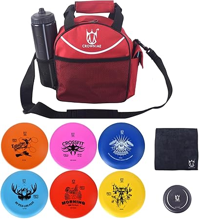 CROWN ME Disc Golf Set with 6 Discs, Mini Disc, and Starter Bag