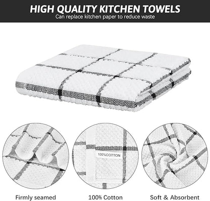 Nialnant Cotton Terry Dish Cloths,Super Soft Dish Towels for Kitchen,Absorbent Dish Rags for Cleaning,12x12 Inches,Black