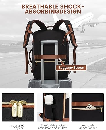 LOVEVOOK Travel Backpack for Women, 40L Carry On Backpack Flight Approved, Large Personal Item Bag Fits 17 inch Laptop, TSA Approved Luggage with 3 Packing Cubes,Waterproof Weekender Gym Daypack