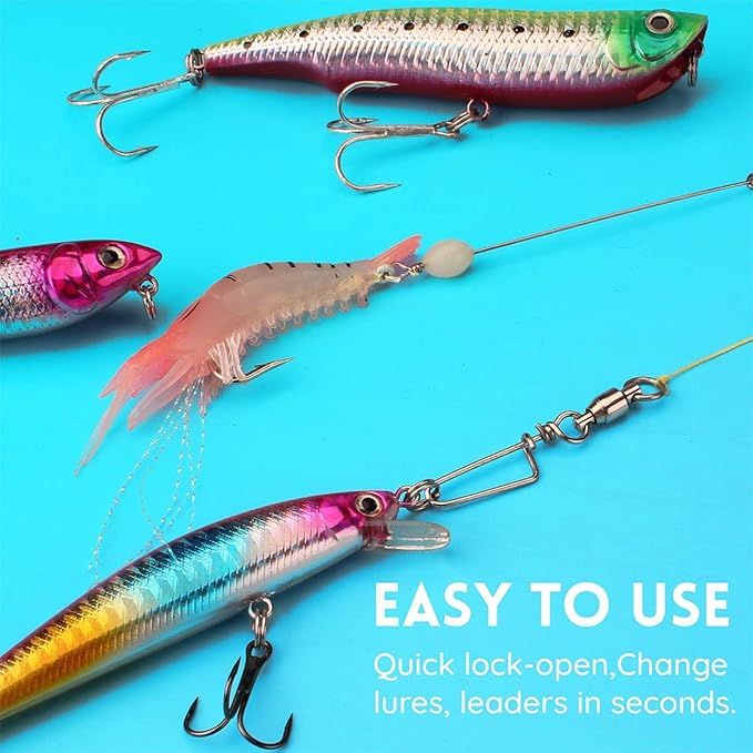 Ball Bearing Snap Swivels, Stainless Steel Coastlock Clips Corrosion Resistant Trout Fishing Gear Catfishing Tackle Kayak Accessories for Lures Leaders Test 55 Lb -285 Lb (50 or 25 Pcs for Choice)