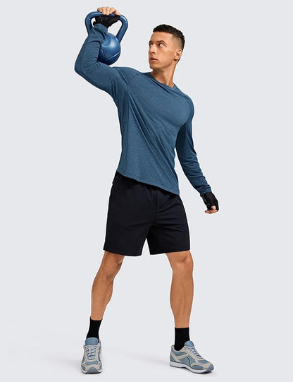 CRZ YOGA Lightweight Long Sleeve Shirts for Men Moisture Wicking Quick Dry T-Shirt Workout Running Basic Tee Tops