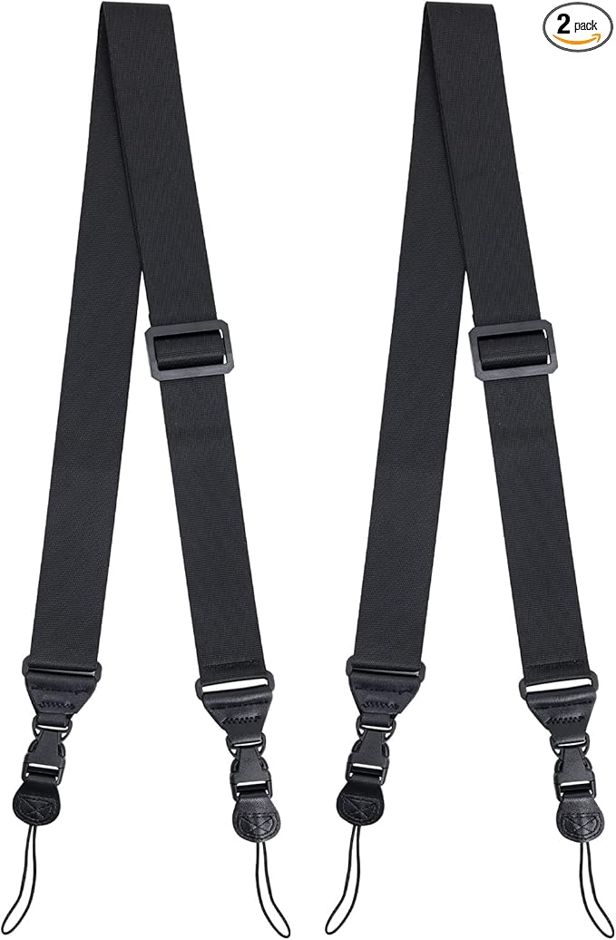 [2 Pack] Replacement Shoulder Strap Universal Adjustable Shoulder Strap for Laptop iPad Tablet Phone Case Messenger Camera Luggage Duffel Bag, Nylon Neck Strap 32"-61", Black