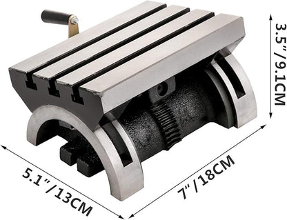 BestEquip Tilting Milling Table 7x5inch Tilting Angle Milling Machine 0-90°Adjustable Swivel Angle Plate with 3 T-slots and an Adjustable Crank Handle Heavy Duty Tilting Milling Machine for Grinding