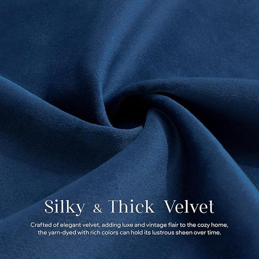 Phantoscope Pack of 2 Velvet Decorative Throw Pillow Covers Soft Solid Square Cushion Case for Couch Navy Blue 12 x 20 inches 30 x 50 cm
