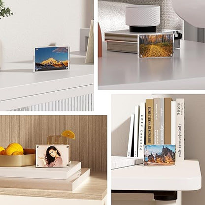 Mini Picture Frame 2.5x3.5 inch Acrylic Magnetic Photo Business Clear Card Frame 20mm Thick Double Sided Wallet Size Desktop Display Frames for Cards Photos Office Home Decor 2 PCS