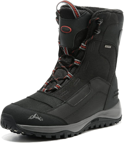 ROCKMARK Men's Winter Snow Boots Outdoor Warm Mid Calf Waterproof Durable Boot Non-Slip Warm Climbing Shoes