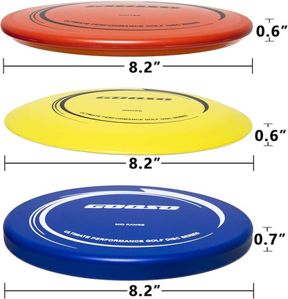 Disc Golf Set - Driver, Mid-Range and Putter Discs with Disc Golf Bag for Outdoor and Backyard, Comfortable Plastic, 6 Pack