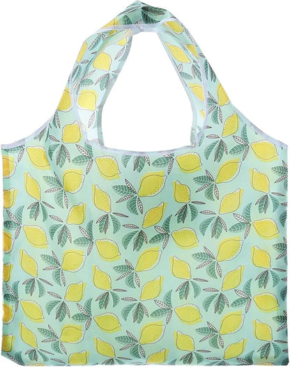 uxcell Reusable Grocery Bags, Printed Washable Shopping Totes with Handles, Foldable Cloth Grocery Bag for Shopping, Camping