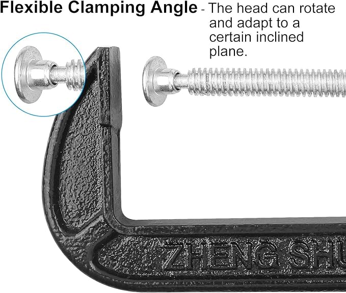 Abuff 4 Piece 6 Inch C-Clamp Set - Industrial Strength, Heavy Duty Iron C Clamps for Woodworking, Welding, and Building