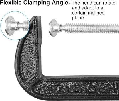 Abuff 4 Piece 6 Inch C-Clamp Set - Industrial Strength, Heavy Duty Iron C Clamps for Woodworking, Welding, and Building