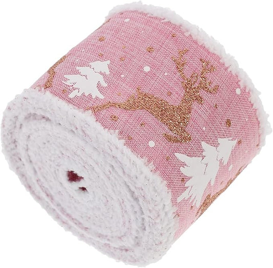 6.5cm Wide Christmas Fabric Ribbon Decorative Xmas Ribbon for Tree Present Wrapping Craft Projects