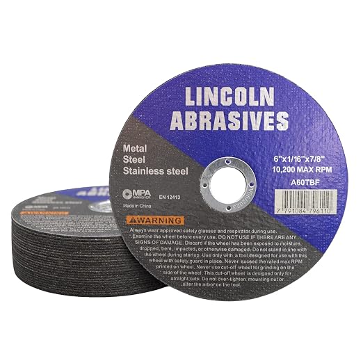 30 Pc 6" x 1/16" x 7/8" Cut-Off Wheels Lincoln Abrasives Metal & Stainless Steel