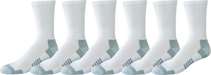 Essentials Men's Performance Cotton Cushioned Moisture Control Socks, Athletic Crew, Breathable, 6 Pairs ( 12-14 )