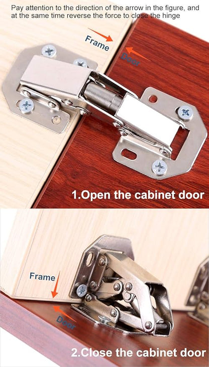 2-Pack Hidden Hinges for Cabinet Doors Frameless, Concealed Cabinet Hinges, Surface Mount Hinges
