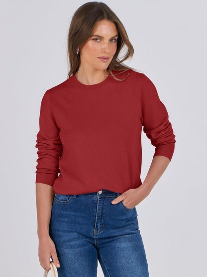ANRABESS Sweaters for Women Long Sleeve Lightweight Crewneck Soft Basic Knit Loose Fit Pullover Top 2026 Fall Trendy Outfits