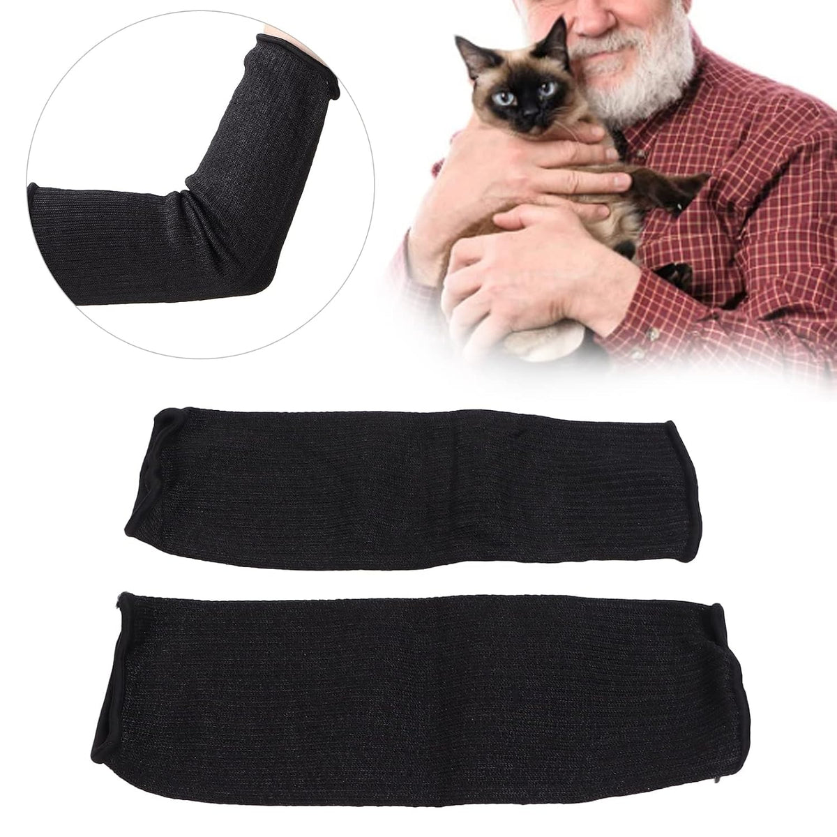 Protective Sleeves, avoid Cut Burn Resistant Sleeves Safety Protective Sleeves, avoid Heat Scratch & Cut Resistant Arm Sleeve with Finger Opening, Protectors for Safety Black (only 1 pais)