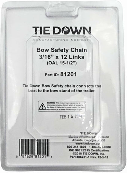 Tie Down Trailer Safety Chains with Hooks - Boat Safety Kit - 15" Towing Chain