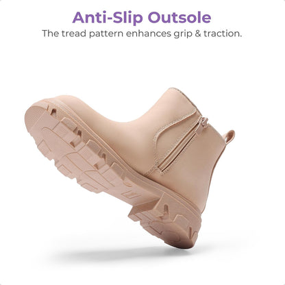 DREAM PAIRS Girls Chelsea Boots Side Zipper Lug Sole Ankle Booties Toddler/Little Kid/Big Kid.