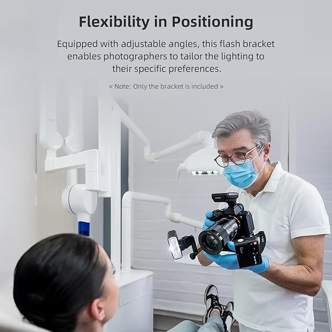 GODOX MF-DB Flexible Flash Bracket with Dual Flash Mounts Aluminum Alloy 360°Rotatable Head for Dental Photography Portrait Macro Photography Compatible with Nikon/Sony DSLR Cameras