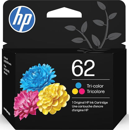 HP 62 Tri-Color Ink Cartridge | Works with Envy 5540, 5640, 5660, 7640, OfficeJet 5740, 8040, Mobile 200, 250 | C2P06AN | Packaging May Vary