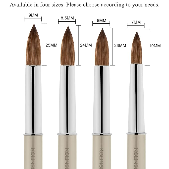 Beaute Galleria 1 Piece Kolinsky Sable Round Acrylic Nail Art Brush (CRIMPED), for Manicure Detail Painting, Acrylic Application, Acrylic Powder, Nail Extension, Nail Carving, Nail Art Pen (Size: 8)