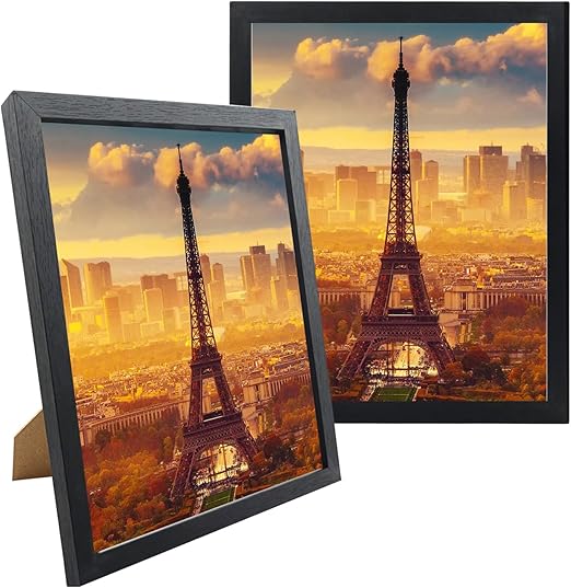 8x10 Picture Frame, Natural Wood Photo Frames for Wall Mounting or Table Top Display (Black)