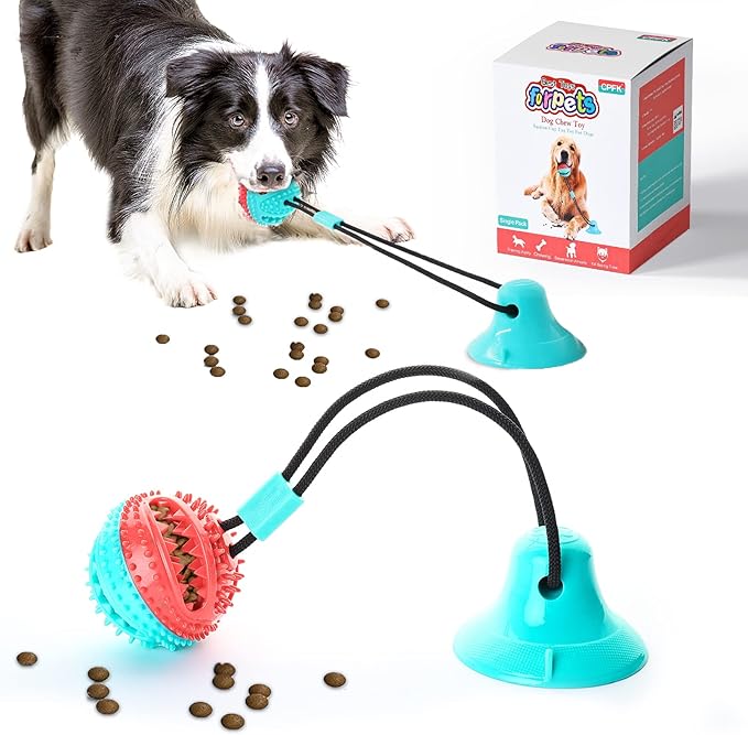 Dog Toys for Aggressive Chewers Interactive Teething Boredom and Stimulating Tug of War Suction Cup Puzzle Indestructible Puppy Rope Enrichment Teeth Cleaning Ball Accessories for Small Large Dogs