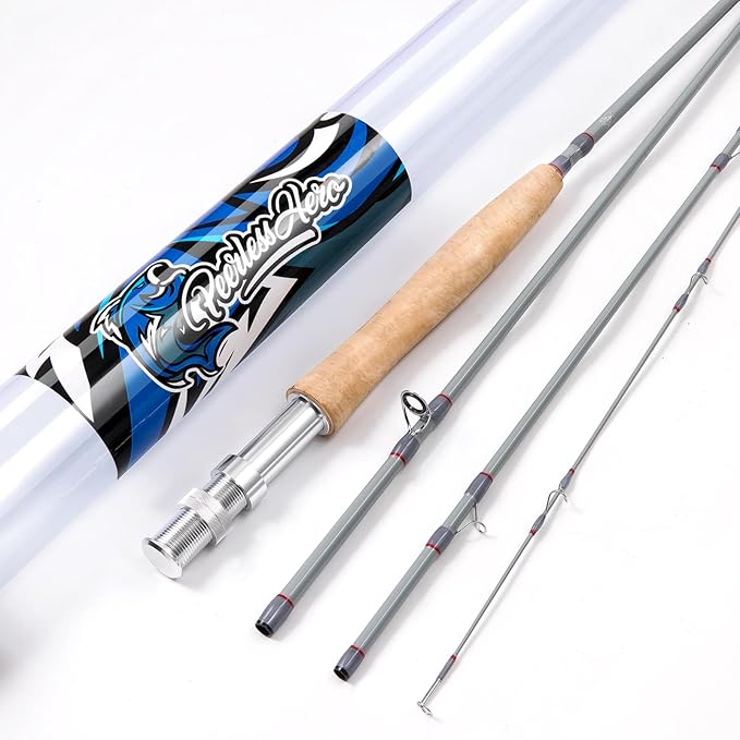 Fly Fishing Rod 4-Piece 8 Feet with IM6 Carbon Blank, Hard Chromed Guides, A Cork Grip