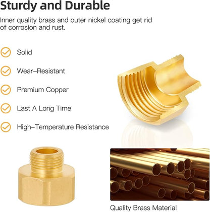 Brass G12 Female to G38 Male Reducer Adapter,Water pipe Fitting,Compression Fitting with Rubber Washer for Kitchen Bathroom Water Faucet 2pcs (FEMALE)
