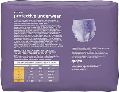 Amazon Basics Postpartum Incontinence Underwear for Women, Maximum Absorbency, Disposable, Fresh Protection, Odor Control, Comfortable Fit, Medium, Lavender, 20 Count