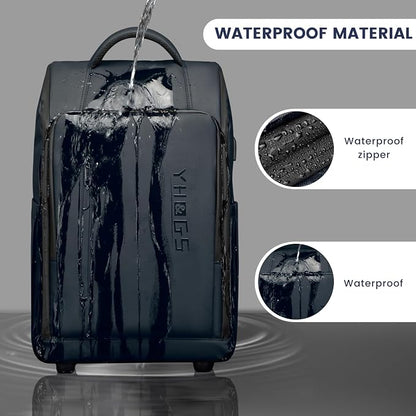 Rolling Backpack Waterproof Commuter Backpack with Wheels for Business, Laptop Compartment for 17.3-Inch Laptop, Wheeled Carry-On Bag for Adults - deep blue