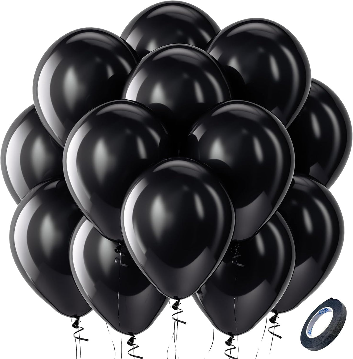 Bezente Black Balloons Latex Party Balloons - 100 Pack 12 inch Round Helium Balloons for Birthday Graduation Retirement Casino Gaming Anniversary Black History Month Themed Party Decorations 2026