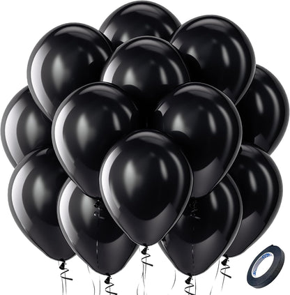 Bezente Black Balloons Latex Party Balloons - 100 Pack 12 inch Round Helium Balloons for Birthday Graduation Retirement Casino Gaming Anniversary Black History Month Themed Party Decorations 2026