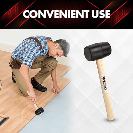 YY-2-005 Rubber Mallet Hammer With Wood Handle8-oz, black