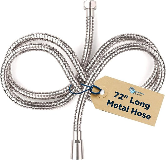 HammerHead Showers All Metal Shower Hose Attachment for Showerhead, Extra-Long 72-Inch Universal Replacement Hose for Hand held Shower, Brushed Nickel