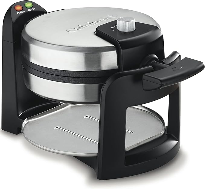 Cuisinart WAF-F30 Round Flip Belgian Waffle Maker, BlackSilver, 1 inch thick
