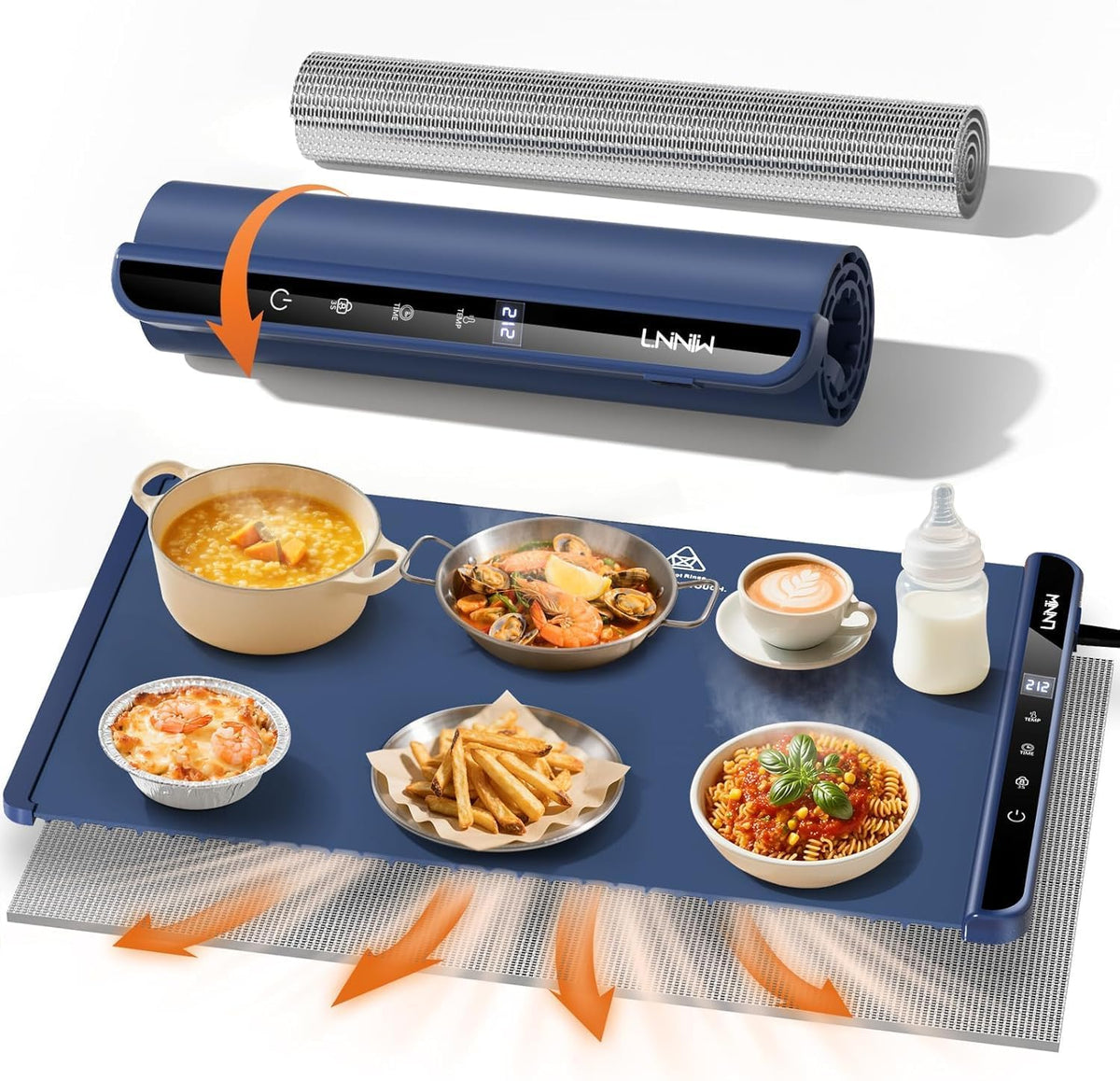 Extra Large Food Warming Mat with Heat-Resistant Pad, 36X15 Inch, 6 Temperature & 6 Timer Settings, Child Lock Safety, Fits More Dishes for Family Dinners and Parties (Foil Roll Not Included)