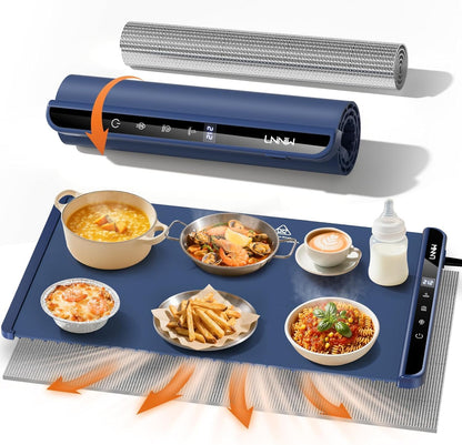 Extra Large Food Warming Mat with Heat-Resistant Pad, 36X15 Inch, 6 Temperature & 6 Timer Settings, Child Lock Safety, Fits More Dishes for Family Dinners and Parties (Foil Roll Not Included)