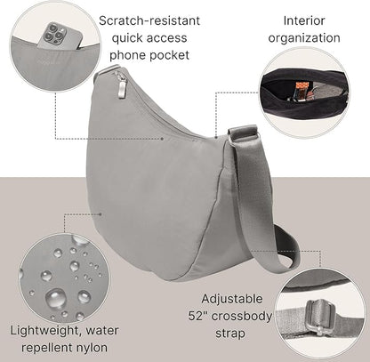 Baggallini Swift Crescent Crossbody Bag for Women - Lightweight 12"x8" Travel Purse Handbag