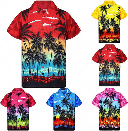 Size Small Emlyn Adrian Men Hawaii Print Beach Short Sleeve Hawaiian Shirt Streetwear Shirt