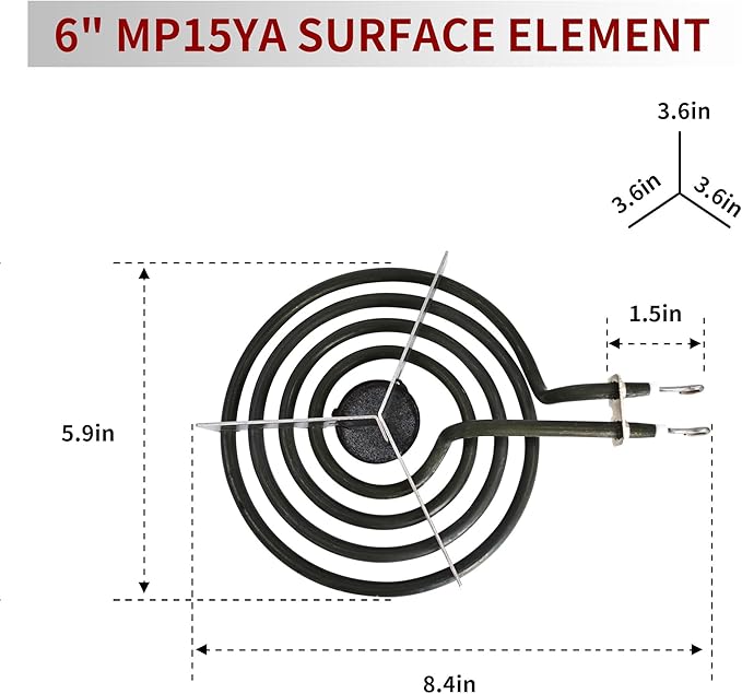 WP660532 Stove Burner Surface Element, MP15YA 6 Inch